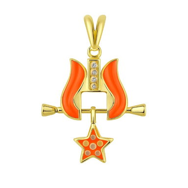 آویز گردنبند طلا 18 عیار زنانه طرح لاله و ستاره مدل دو رو کد 4149