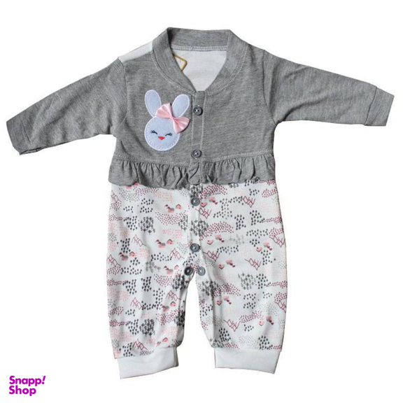 ست سرهمی و کلاه نوزادی مدل zoo رنگ طوسی