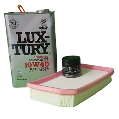 پک روغن موتور بوش مدل لاکچری 10W40 به همراه فیلتر هوا و روغن مبین مناسب شاهین