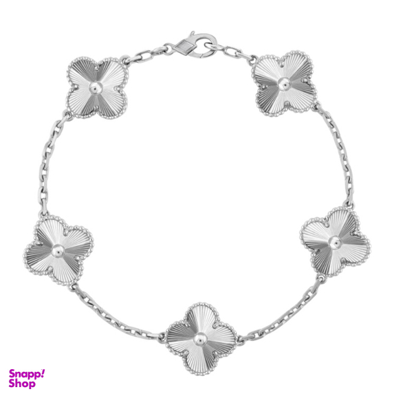 دستبند نقره زنانه مدل ونکلیف 5 گل تراش