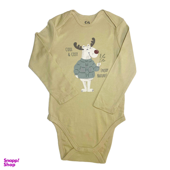 بلوز بادی نوزادی دکمه دار سی اند ای مدل گوزن