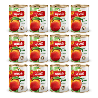 کمپوت هلو شهدین وزن 370 گرم بسته 12 عددی
