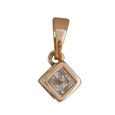 آویز گردنبند زنانه ژوپینگ مدل مکعب نگینی 491 رنگ طلایی