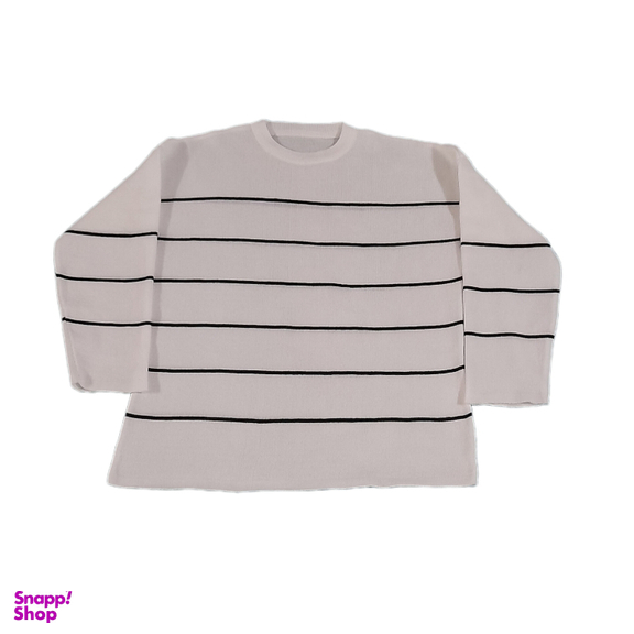 ژاکت زنانه بافت مدل راه راه رنگ سفید