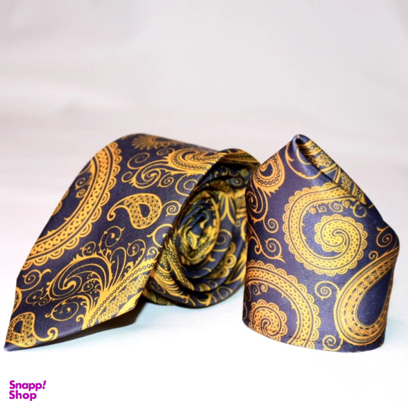 ست کراوات و دستمال جیب مردانه آیکت مدل بته جقه محو کد z3