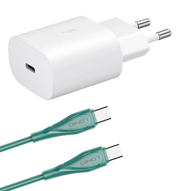 شارژر دیواری 25 وات سامسونگ به همراه کابل Type-C الدینیو مدل LC612C