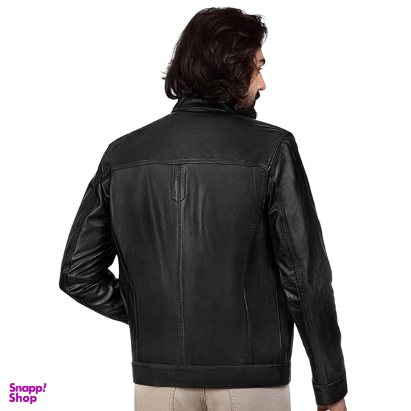 کت مردانه نوین چرم مدل کوین کد MNT5288 رنگ مشکی