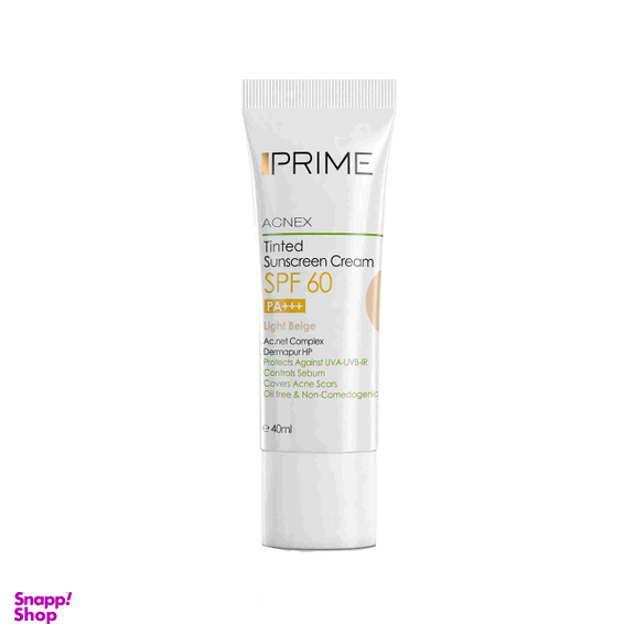 کرم ضدآفتاب spf60 پریم مناسب پوست مختلط تا چرب رنگ لایت بژ حجم 40 میلی لیتر