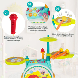 اسباب بازی موزیکال هولی تویز جاز و درام بزرگ مدل 3130 Dimple Electric Big Toy Drum Set for Kids