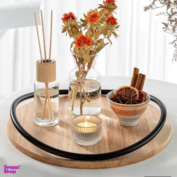 سینی چوبی گرد دسته فلزی مدل آروین