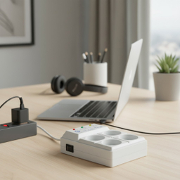 محافظ ولتاژ و چند راهی برق تک گل مدل Electronic 4 Sochets چهار خانه