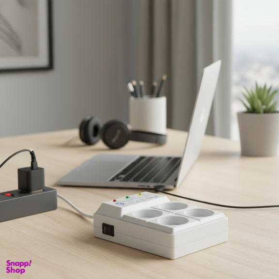 محافظ ولتاژ و چند راهی برق تک گل مدل Electronic 4 Sochets چهار خانه