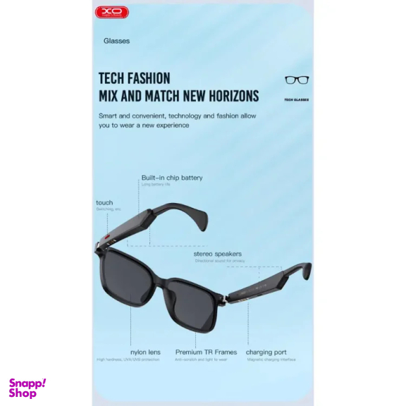 عینک آفتابی و هندزفری بلوتوثی ایکس او مدل E5 Bluetooth Music Sunglasses