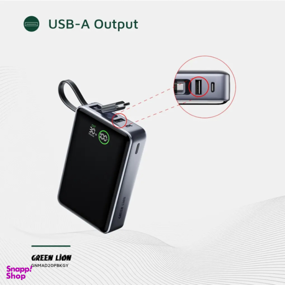 پاوربانک گرین لاینر مدل MADRID 20 GNMAD20PBKGY ظرفیت 20000 میلی آمپر ساعت