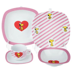 سرویس غذا خوری 5 پارچه کودک چینی زرین ایران سری کواترو مدل اسنوپی درجه عالی