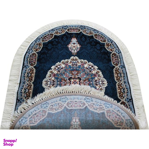 فرش ماشینی مدل بیضی طرح هالیدی زمینه سرمه ای