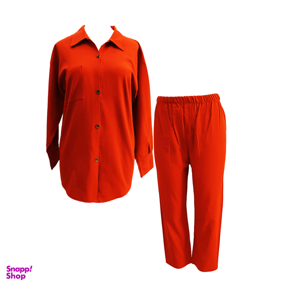 مانتو شلوار زنانه مدل سپیدار کد 002567 رنگ آجری