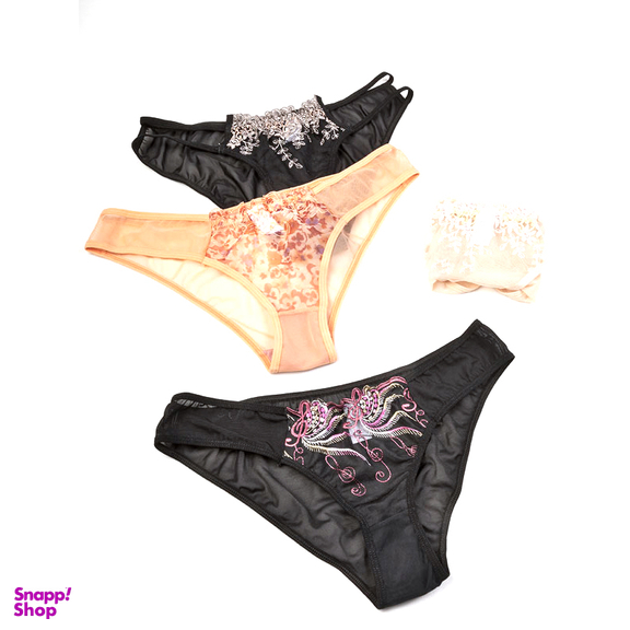 ست شورت و سوتین توری فنردار تیریتی (TRT) کد 119 رنگ مشکی قرمز