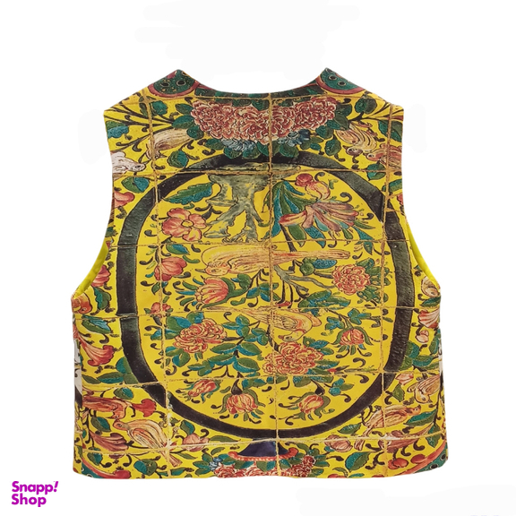 جلیقه رسمی زنانه طرح گل و مرغ زرد