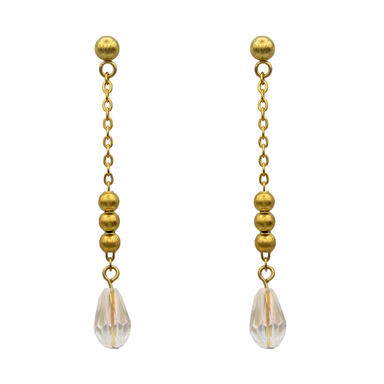 گوشواره زنانه مانچو مدل آویز سفید کد ef032