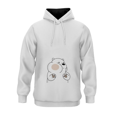 هودی زنانه مدل خرس لپو رنگ سفید