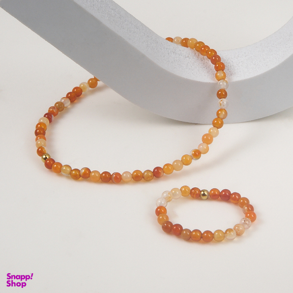 نیم ست زیور زنانه ژوپینگ کد 1171301844 رنگ کهربایی