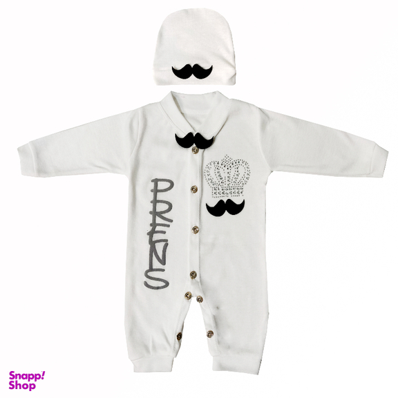 ست سرهمی و کلاه نوزادی مدل sibiloo رنگ سفید