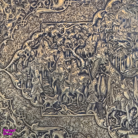 سینی قلمزنی برنجی طرح کاروان پادشاه کد T-1002