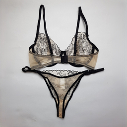 ست سوتین و شورت زنانه برتا مدل توری کد 2020OZB رنگ نسکافه ای