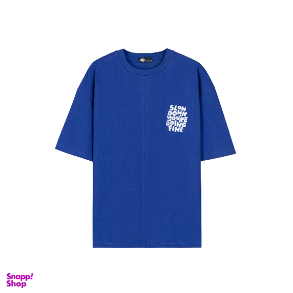 تیشرت زیگ مدل Slow down رنگ آبی کاربنی