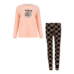 ست بلوز و شلوار راحتی زنانه کد 1042 رنگ گلبهی