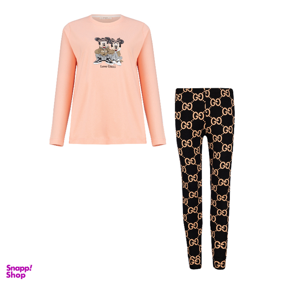 ست بلوز و شلوار راحتی زنانه کد 1042 رنگ گلبهی