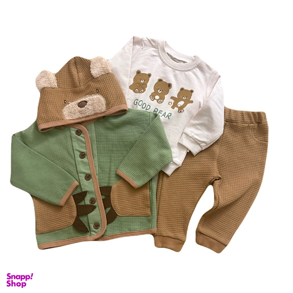 ست سه تکه نوزاد مدل خرسی کد 3030