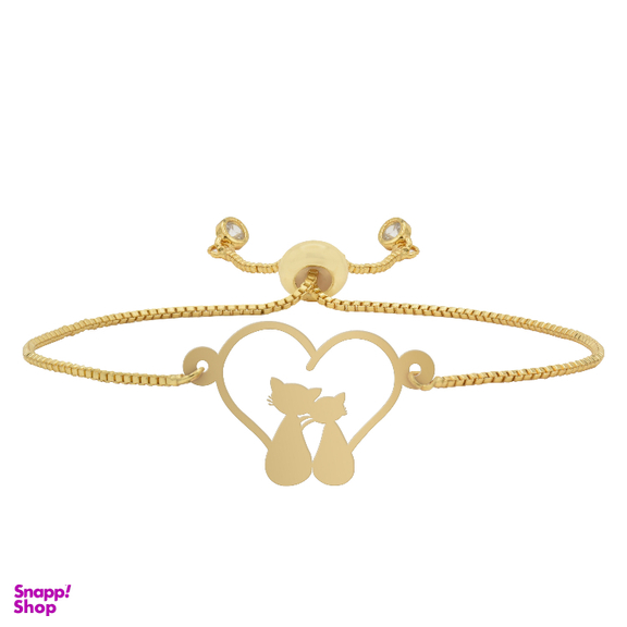 دستبند طلا 18 عیار زنانه شمیم گلد گالری مدل عشق و گربه کد D24-40