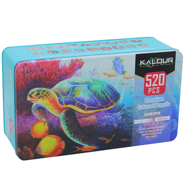 مداد رنگی 520 رنگ جعبه فلزی کالور طرح لاکپشت کد K520