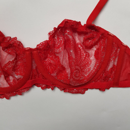 ست شورت و سوتین زنانه برتا مدل توری کد 2420ZR رنگ قرمز