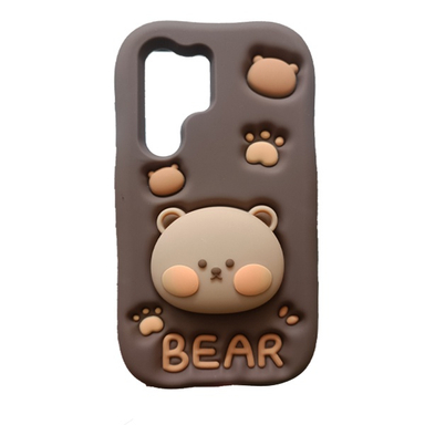 قاب گوشی موبایل سیلیکونی عروسکی مدل خرسی پاپ سوکت شو کد 124 مناسب سامسونگ Galaxy S24 Ultra