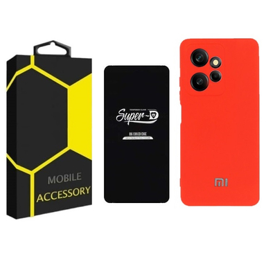 کاور گوشی موبایل مدل سیلیکونی مناسب شیائومی Redmi Note 12 4G به همراه محافظ صفحه نمایش SuperD
