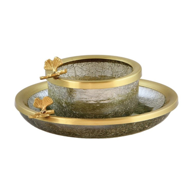 ست پیاله و پيش دستی برنجی سالینو کد B-20102011 بسته 12 عددی