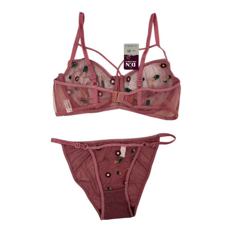 ست لباس زیر زنانه طرح بابونه کد NM-D.N_03 رنگ کالباسی