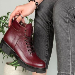 نیم بوت چرم طبیعی زنانه کد 271 رنگ سماقی