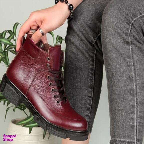 نیم بوت چرم طبیعی زنانه کد 271 رنگ سماقی