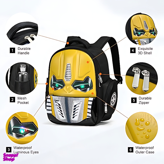 کوله پشتی پسرانه مدل چراغدار تبدیل شوندگان Transformers کد 1688