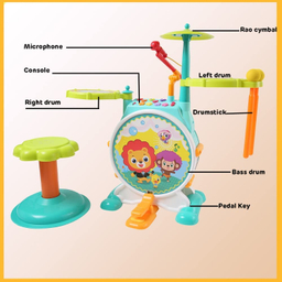 اسباب بازی موزیکال هولی تویز جاز و درام بزرگ مدل 3130 Dimple Electric Big Toy Drum Set for Kids