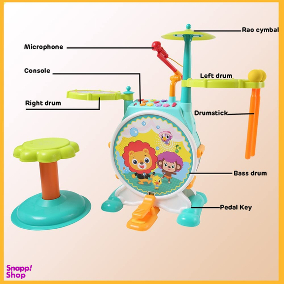 اسباب بازی موزیکال هولی تویز جاز و درام بزرگ مدل 3130 Dimple Electric Big Toy Drum Set for Kids