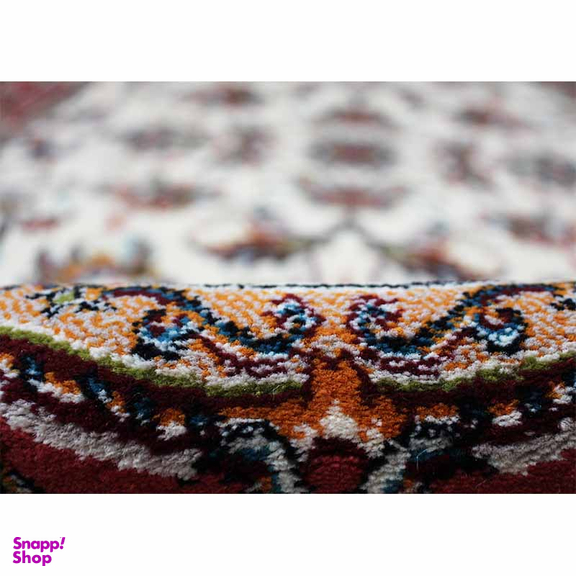 فرش ماشینی مدل بیضی طرح صبا رنگ کرم