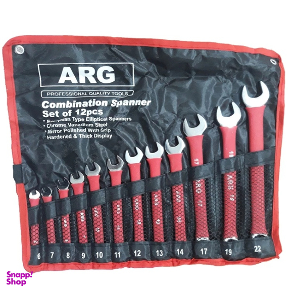 آچار یکسر تخت و یکسر رینگی ارگ مدل arg12 مجموعه 12 عددی