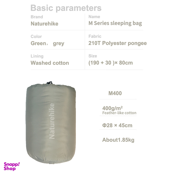 کيسه خواب 18- درجه نیچرهایک مدل Envelope W Hat Washable Cotton Sleeping Bag M400 کد MSD02