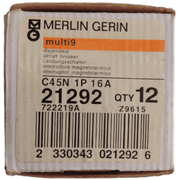 فیوز مینیاتوری تک فاز 16 آمپر اشنایدر مدل مرلین گرین کد C45N Multi9 بسته 12 عددی