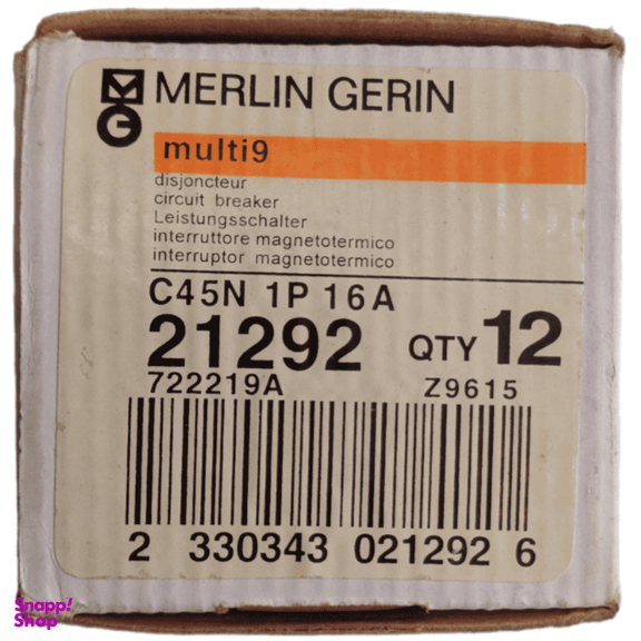 فیوز مینیاتوری تک فاز 16 آمپر اشنایدر مدل مرلین گرین کد C45N Multi9 بسته 12 عددی